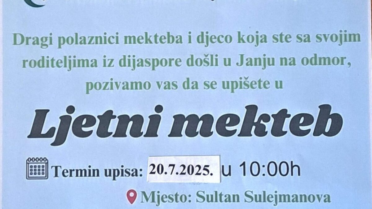 Ljetni mekteb u Janji: Prilika za redovne polaznike i djecu iz dijaspore